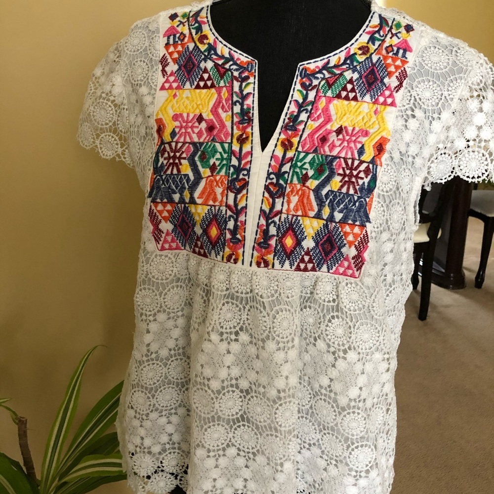 Quilted lace bohemian top